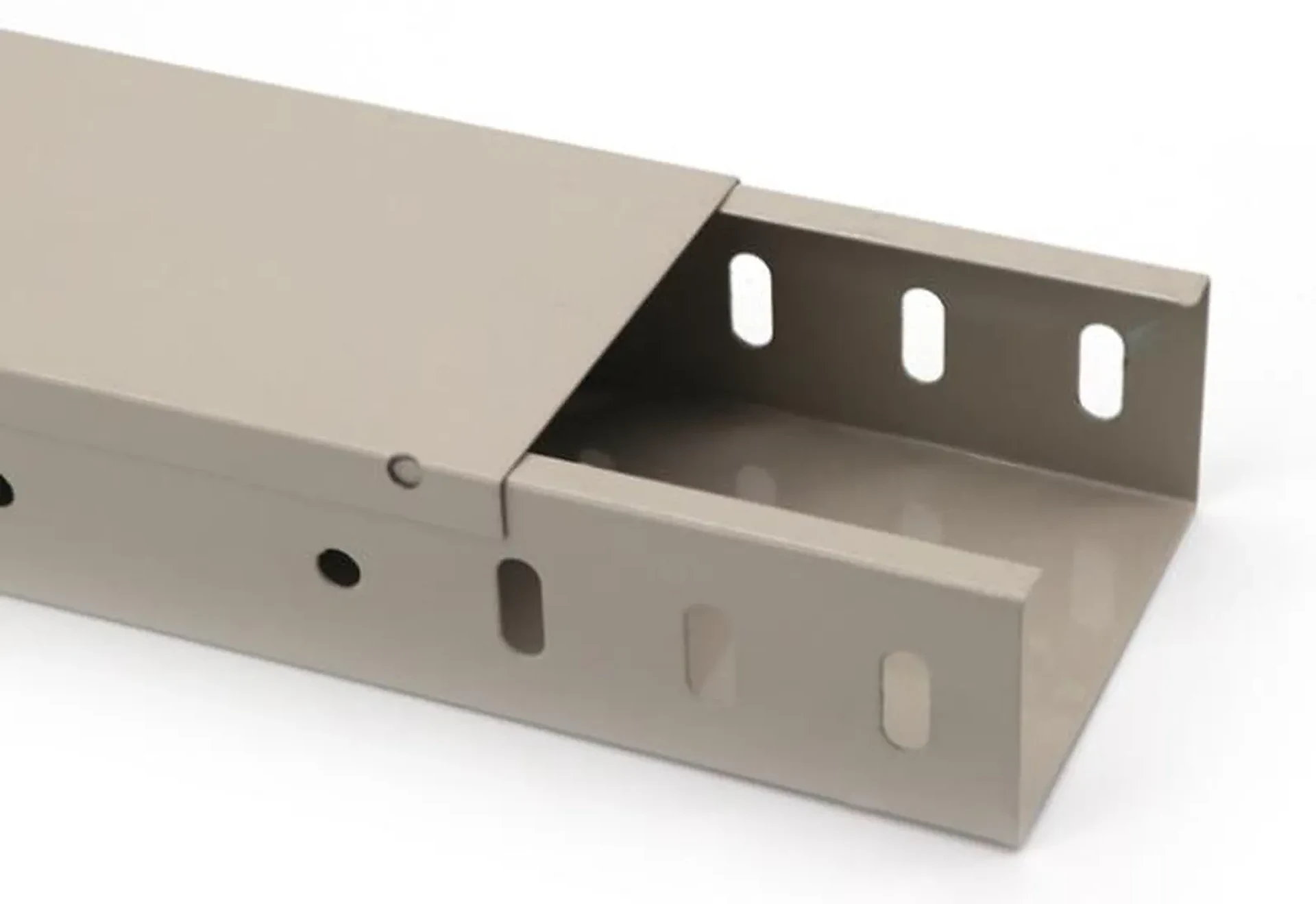Cable trunking groove on a plain background