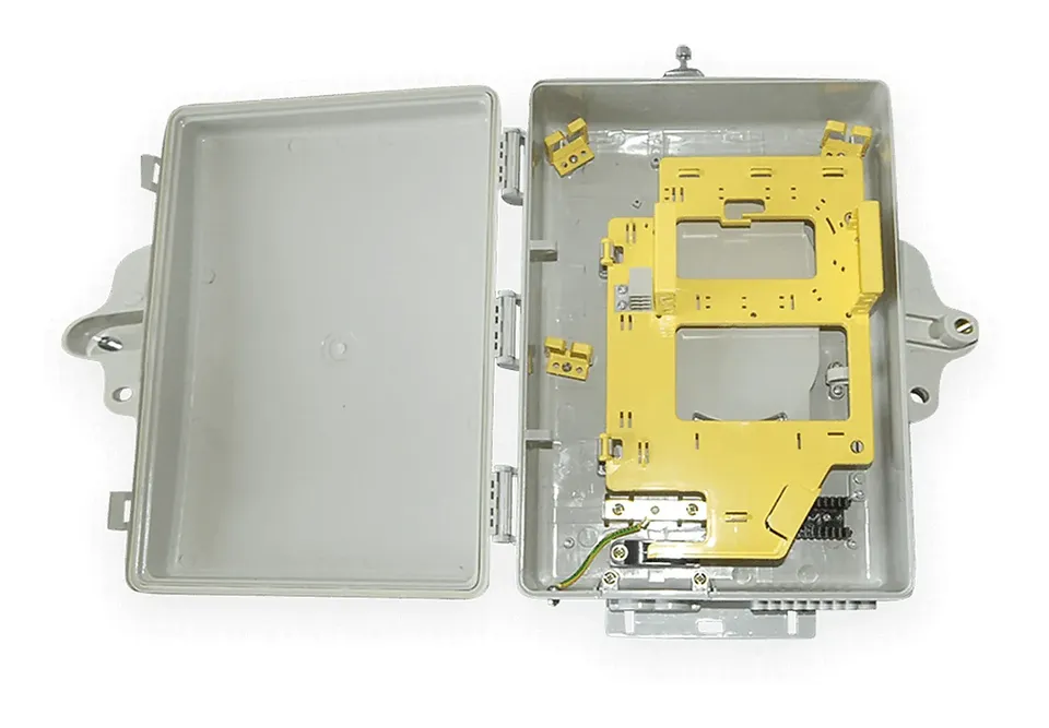 1-to-16 fiber distribution box on a plain background