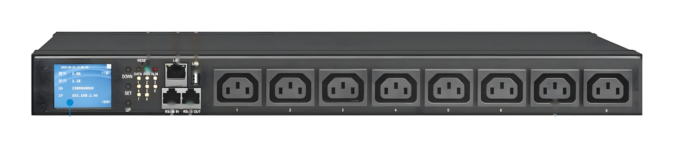 PDU 1U · 8 C13 · front on a plain background
