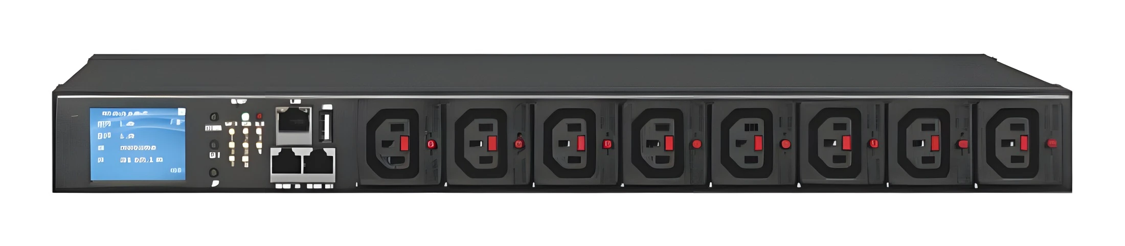 PDU 1U · 8 C13 · red outlets on a plain background