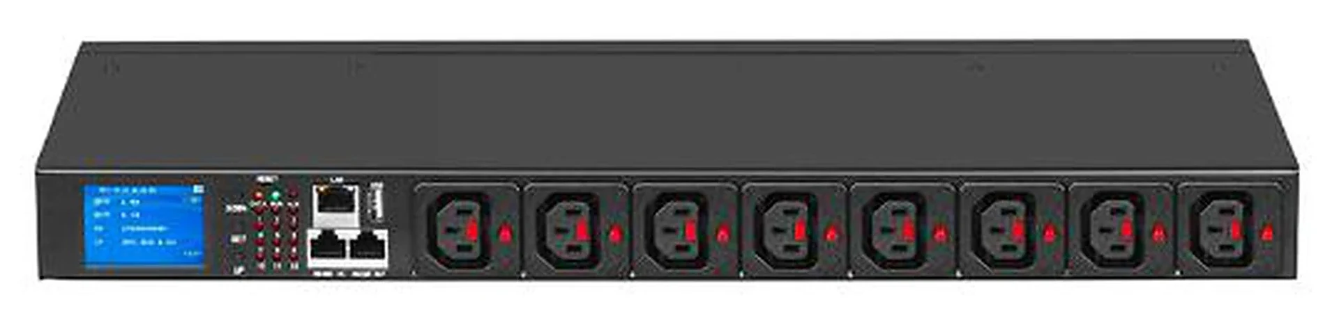 PDU 1U · 8 outlets · IEC plugs · Layout 3 on a plain background