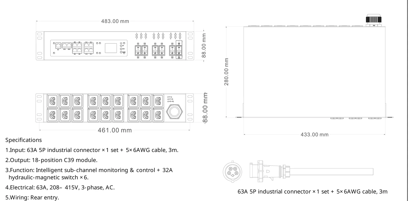 Drawing of PDU 63A · 18 C39